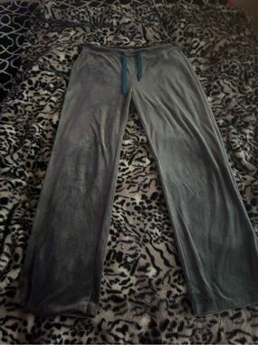 Wemons  Plush Gray Lounge Joggers with Blue Drawstring